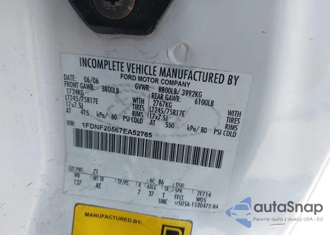 2007 Ford F-250 Xl/Xlt from USA, damaged, VIN 1FDNF20567EA52785